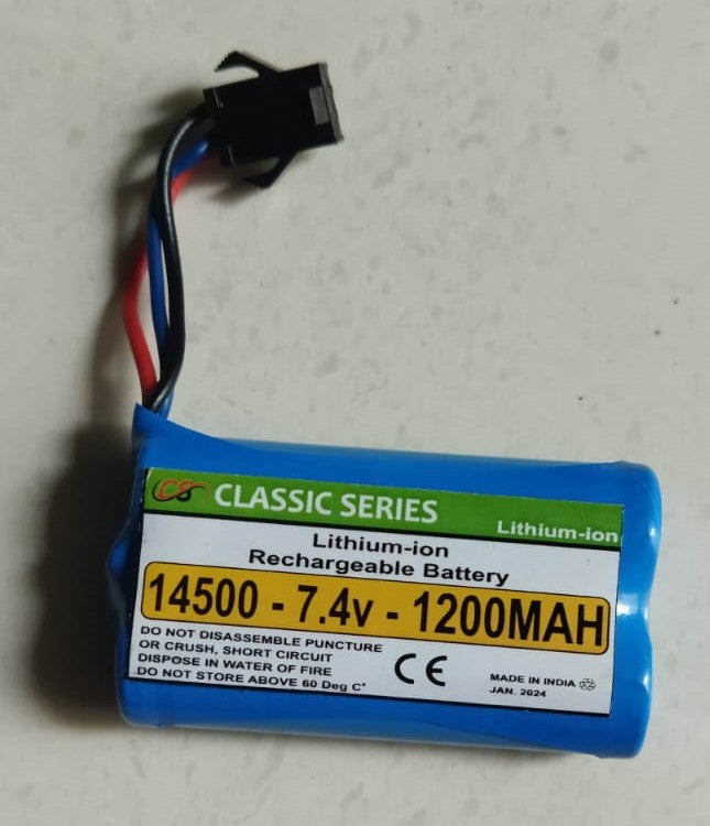 Lithium-ion Rechargeable Battery 7.4V 1200mah - 3 Pin Wire