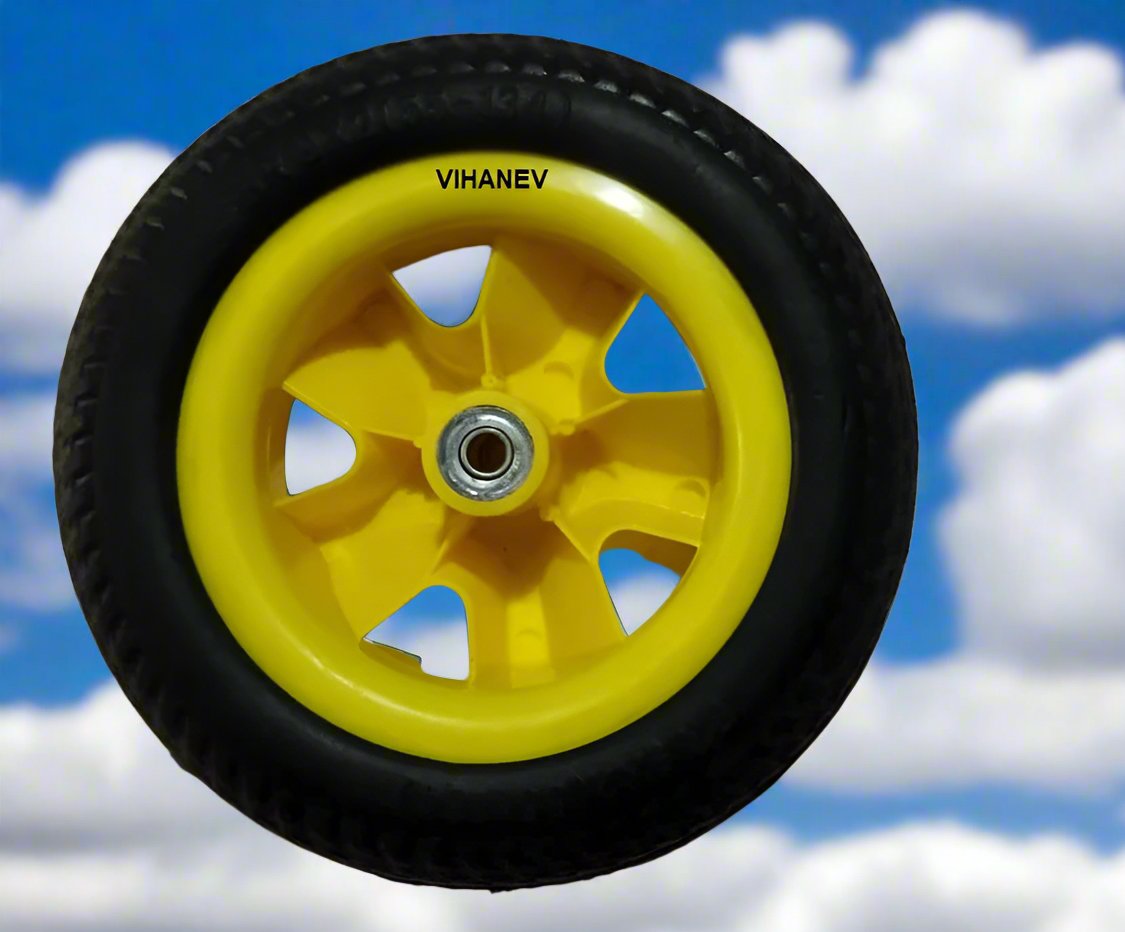 9x2 (55-134) 260x60 Children's Tricycle Yellow Rear Wheel Children's Bicycle Wheels Baby's Wheelbarrow - LWH 20*5*20 cms