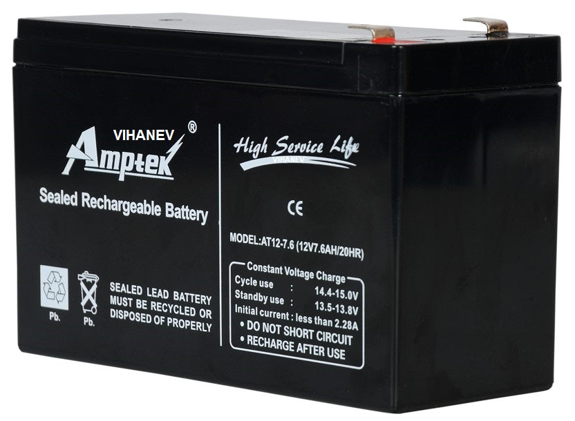 AMPTEK Rechargeable SMF Gel Rideon, Solar Battery - 6V 7AH BATTERY - LWH 15-3.5-9.4 cms