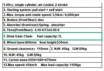 2-Stroke Petrol 49cc 50cc ATV - Pull+Self Start - 6 to 14 years - NO RETURNS