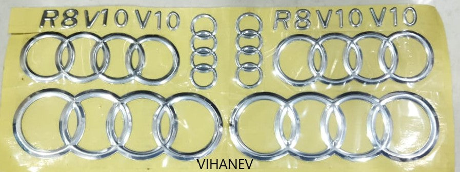 Audi Logo Stickers (2 Big, 2 Small) 4 Pcs Set (Use Fevicol to stick it)