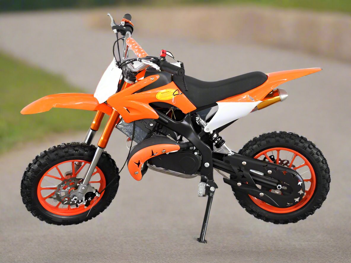 Kids Petrol 49cc 2 Stroke Dirt Bike Motorcycle - Pull+Self Start - 6 to 14 years