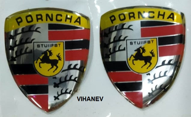Porsche Kids Car Jeep Logo 2 Pcs Set (Use Fevicol to stick it)