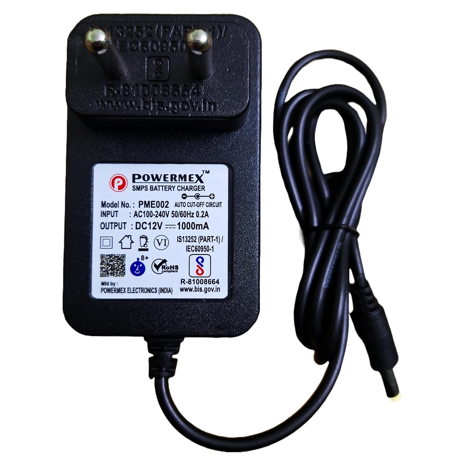 12V 1A PowerMex Charger for Kids Electric Bike and Car with