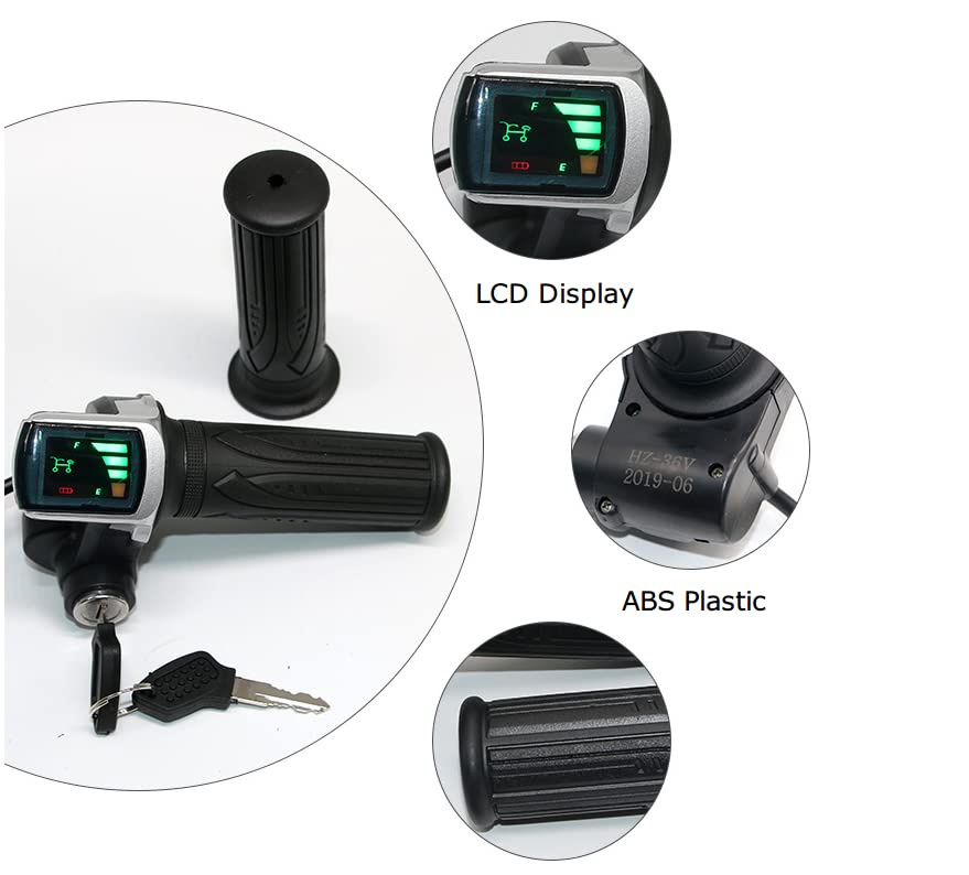 Hand Accelerator with LCD Display Power Indicator for 24V, 36V, 48V Electric Bicycles and Scooters