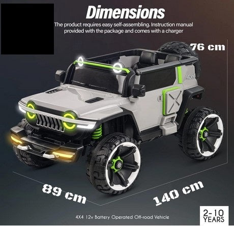 12V Kids 4*4 Ride on Jeep - Model 1166 JUMBO Jeep - 2 to 10 years