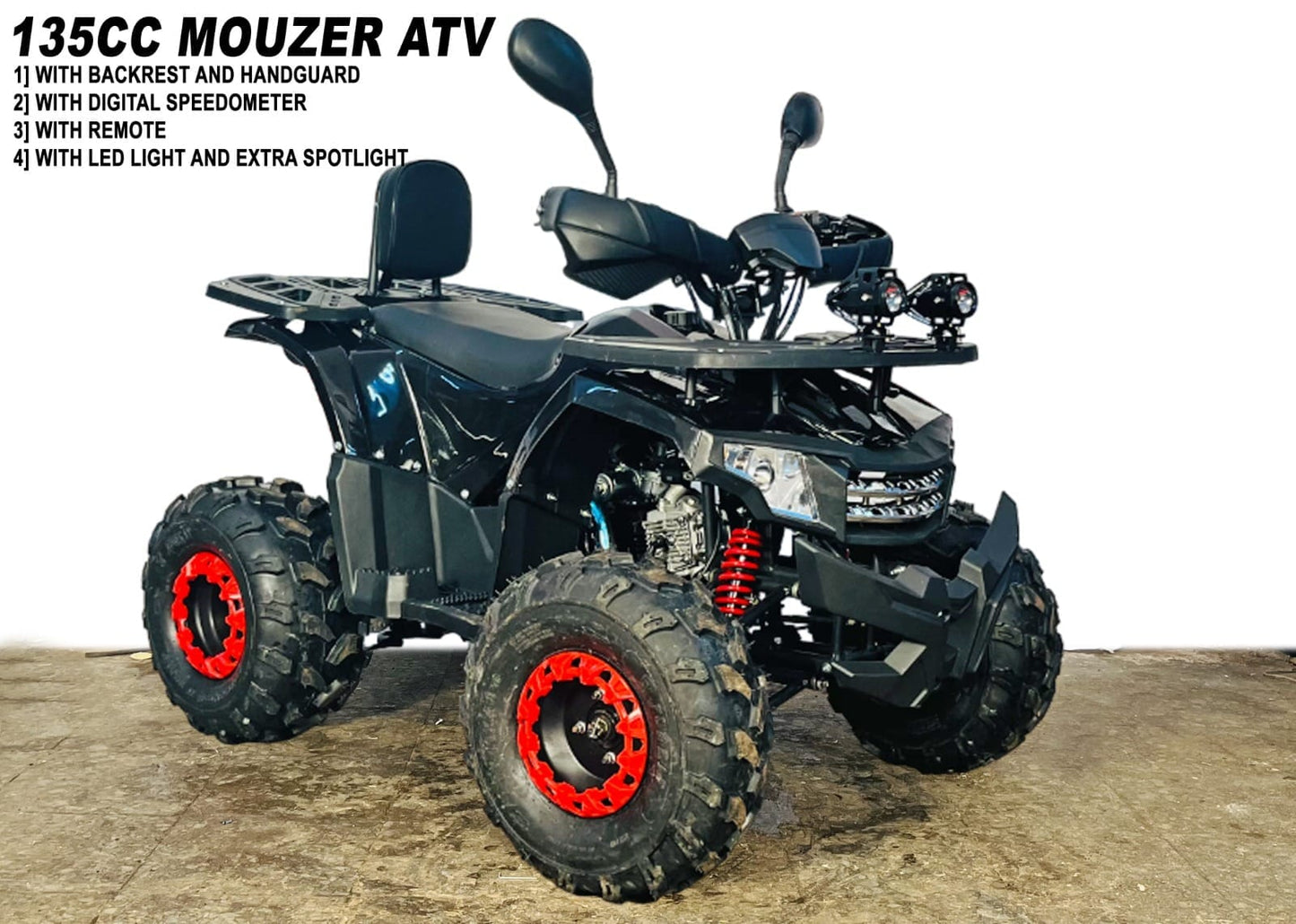 135CC MOUZER ATV 4 Stroke Petrol Engine Automatic Transmission (Quad Bike) Off-Road ATV - 12 to 100 years old - NO RETURNS