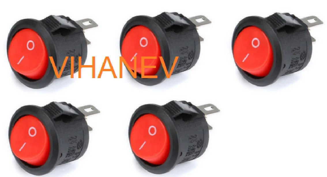 Small Round On Off Switch - 5 pcs bunch - 2 Pins - No light