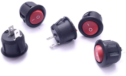VihanEV PACK OF 5 RED SPST 2-Pin ON/Off Round Boat Rocker Switch AC 6A 250V 10A 125V