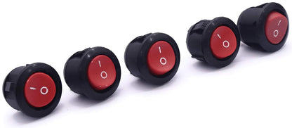 VihanEV PACK OF 5 RED SPST 2-Pin ON/Off Round Boat Rocker Switch AC 6A 250V 10A 125V