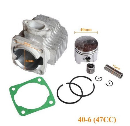 47CC 40-6 Engine Cylinder Head With 12mm Piston Pin Full Kit For 2 Stroke Mini Dirt Bike, ATV Quad Pocket Bike, BLOCK PISTON