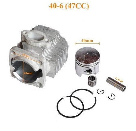47CC 40-6 Engine Cylinder Head With 12mm Piston Pin Full Kit For 2 Stroke Pocket / Mini Dirt Bike, ATV Quad Pocket Bike, BLOCK PISTON