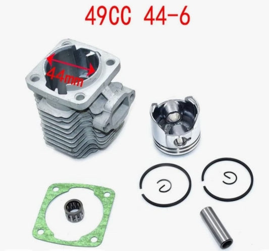 49CC 44-6 Engine Cylinder Head With 12mm Piston Pin Full Kit For 2 Stroke Mini Dirt Bike, ATV Quad Pocket Bike, BLOCK PISTON