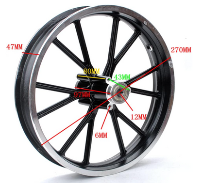 Black rear wheel 2.50-10 TYRE+RIM 49cc, 50cc Dirt Bike Gas Dirt Bike Pit Bikes Youth Dirt Pitbike Mini motorcycle parts
