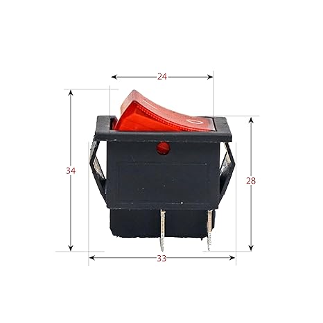 VihanEV Pack of 2 On-Off Rectangle Rocker Switch 220V DPDT Red Indicator Light 4 Pin big Rocker Switch for Kids Bike and Car
