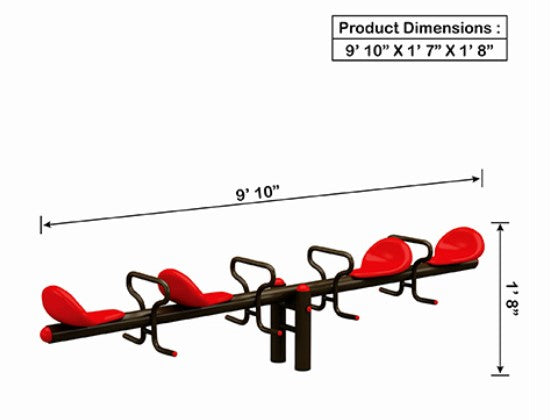 4 SEATER SEE SAW | 1 Month Warranty | 1 to 12 years | 4 SEATER SEE SAW - L 277 × W 52 × H 55 Cm