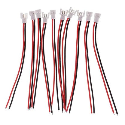 White 51005 2 Pin Connector Plug Male & Female with 100Mm Wire Cable - 5 Pcs - Male & Female