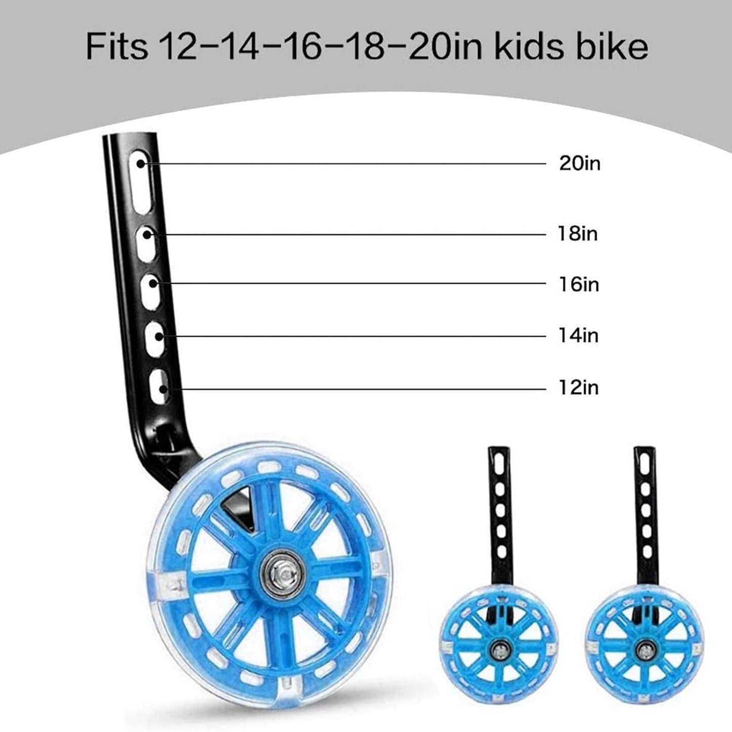 Kids Bicycle Training Balancing Side Wheels with Light for 12 Inches to 20 Inches | Cycling | Bicycle Accessories | Training Wheels | Color may be Different