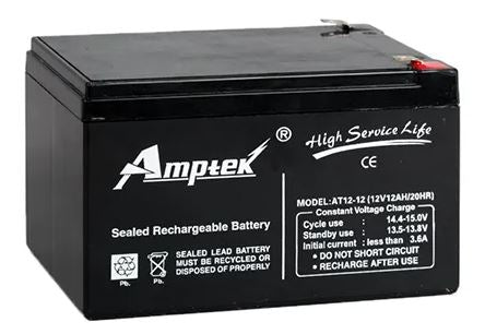 AMPTEK Rechargeable SMF Gel Solar Battery - 12V 12AH BATTERY LWH 15-9.8-9.5 cms