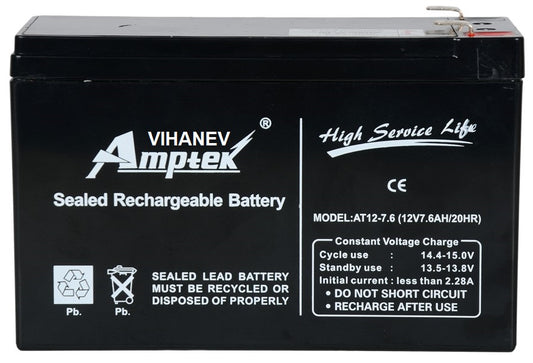 AMPTEK Rechargeable SMF Gel Rideon, Solar Battery - 6V 7AH BATTERY - LWH 15-3.5-9.4 cms