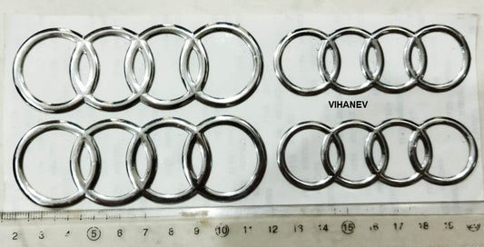 Audi Logo Stickers (2 Big, 2 Small) 4 Pcs Set (Use Fevicol to stick it)