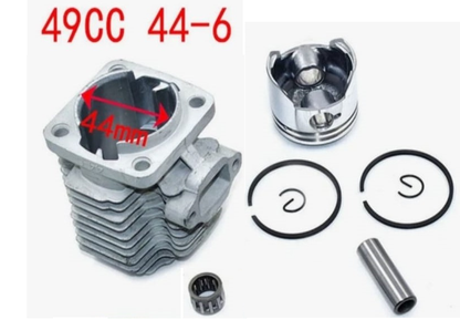 49CC 44-6 Engine Cylinder Head With 12mm Piston Pin Full Kit For 2 Stroke Mini Dirt Bike, ATV Quad Bike, BLOCK PISTON