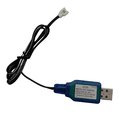 3.7V / 4.8V LiPo Battery USB Charger Cable, Fast Charging, Safe & Durable for RC Cars, Drones and Boats - Black