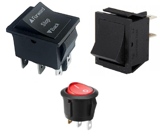 3 Pin On Off Rocker Switch 1 + 6 Pin Forward Reverse 1 + Foot Pedal Switch (Foot Accelerator Switch) 1 - For Kids Kids Bike and Car
