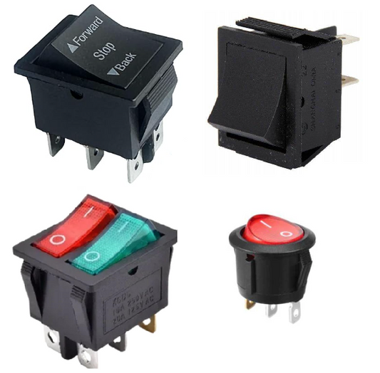 3 Pin On Off Rocker Switch 1 + 6 Pin Forward Backward 1 + Foot Pedal Switch (Foot Accelerator Switch) + Red Green Switch 1 - For Kids Kids Bike and Car