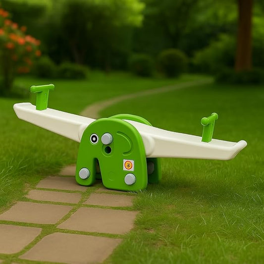See Saw Toy for Kids | Indoor & Outdoor Teeter Totter for Kids | Durable Wide‑Base See Saw/Baby Rocker for Ages 2‑5 Years - Yellow & Green | 1 Month Warranty | 1 to 5 year