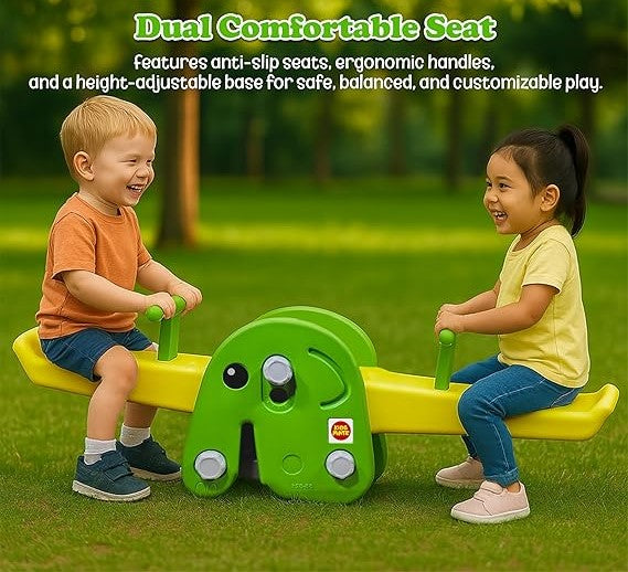 See Saw Toy for Kids | Indoor & Outdoor Teeter Totter for Kids | Durable Wide‑Base See Saw/Baby Rocker for Ages 2‑5 Years - Yellow & Green | 1 Month Warranty | 1 to 5 year
