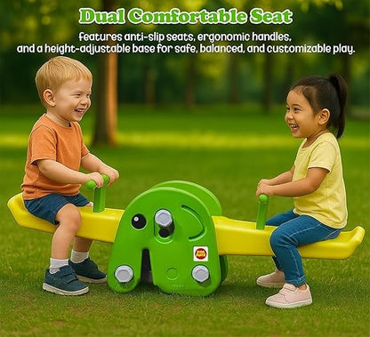 See Saw Toy for Kids | Indoor & Outdoor Teeter Totter for Kids | Durable Wide‑Base See Saw/Baby Rocker for Ages 2‑5 Years - Yellow & Green | 1 Month Warranty | 1 to 5 year