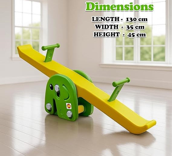 See Saw Toy for Kids | Indoor & Outdoor Teeter Totter for Kids | Durable Wide‑Base See Saw/Baby Rocker for Ages 2‑5 Years - Yellow & Green | 1 Month Warranty | 1 to 5 year