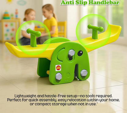 See Saw Toy for Kids | Indoor & Outdoor Teeter Totter for Kids | Durable Wide‑Base See Saw/Baby Rocker for Ages 2‑5 Years - Yellow & Green | 1 Month Warranty | 1 to 5 year