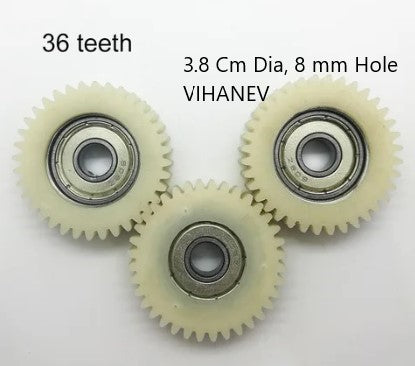 Electrical Bicycle nylon Gears 3pcs - 38mm diameter, 36 teeth, nylon make, 8mm bore hole, 608 z ball bearing gears for electrical bike motor clutch plastic planetary gear