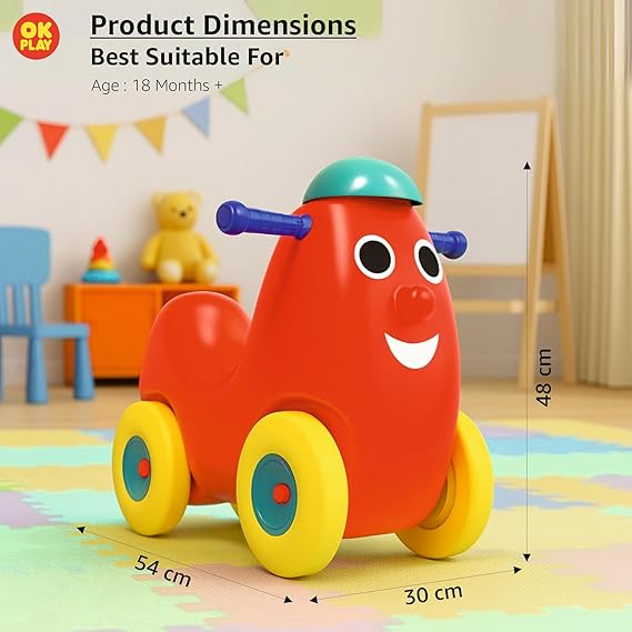 Push Ride on for Kids | Curved Seat | Backrest | Easy Grip | Four Wheel | Lightweight | Animal Theme | Indoor Outdoor Games | Safe Toy | Small | 1 Month Warranty | 1 to 5 years