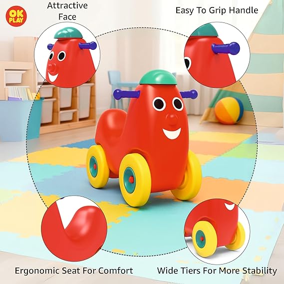 Push Ride on for Kids | Curved Seat | Backrest | Easy Grip | Four Wheel | Lightweight | Animal Theme | Indoor Outdoor Games | Safe Toy | Small | 1 Month Warranty | 1 to 5 years