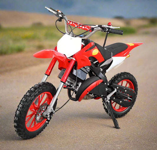 Kids Petrol 49cc 2 Stroke Dirt Bike Motorcycle - Pull+Self Start - 6 to 14 years