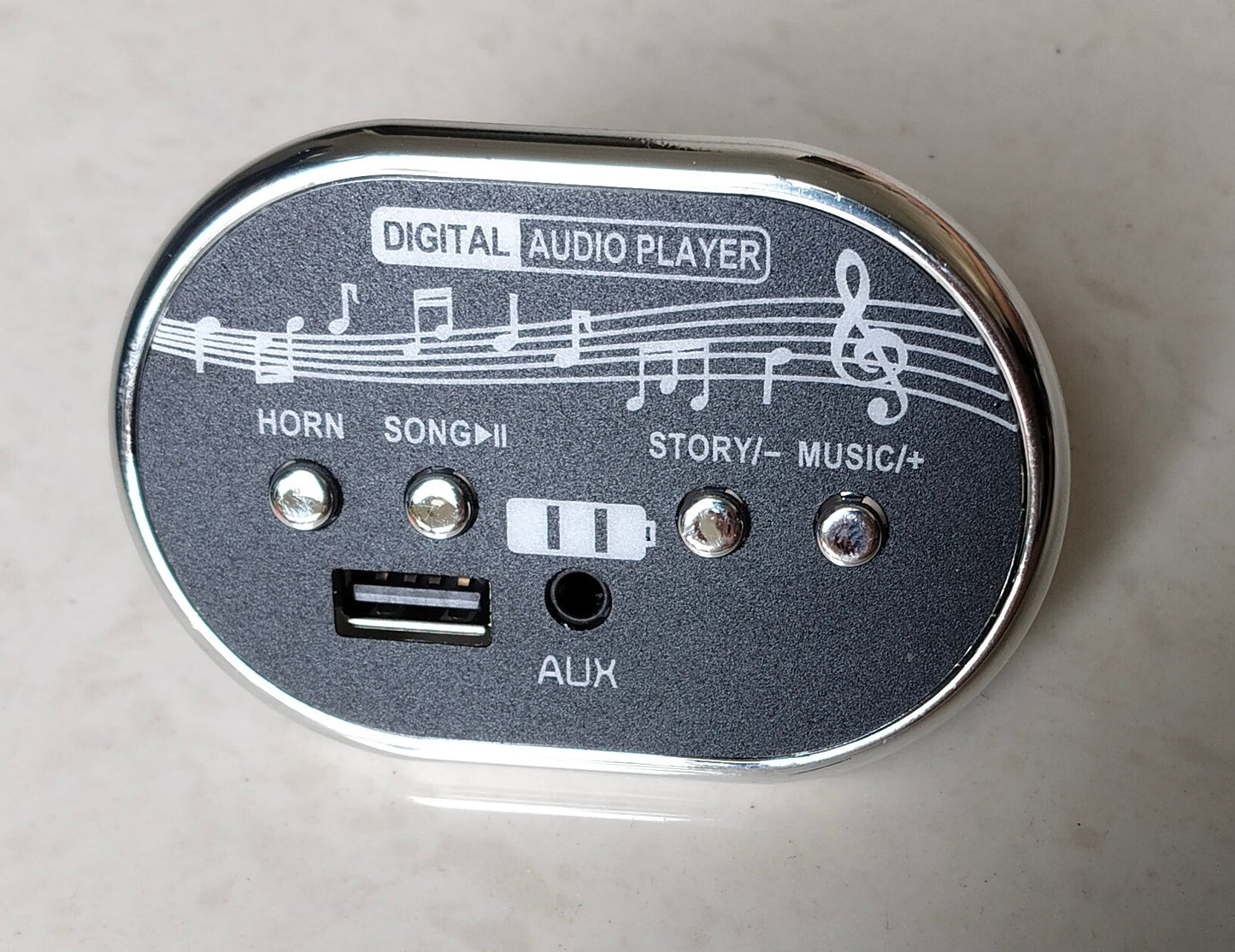 12V Oval Music player for Kids Bike and Cars - Pins 22245 - NO Bluetooth