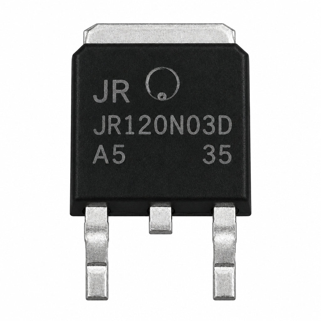 JR120N03D 120A 30V N-Channel SMD MosFET - Surface-Mount TO-252 (DPAK) configuration (LxWxH 0.9x0.25x0.65 cms)