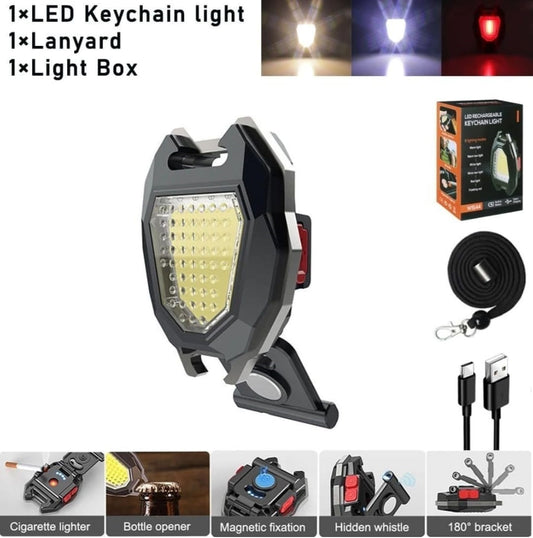 Keychain LED Rechargeable Flashlight with Lighter