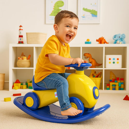 Kids Royal Ride on Push Car 3-in-1 Ride-On Rocker for Kids  Rocker & Ride-On Toy  Balance Board  Smooth Rounded Edges  Steering Wheel Indoor Toy  for 12+ Months | 1 Month Warranty | HORSE - L 81 × W 32 × H 47 cm