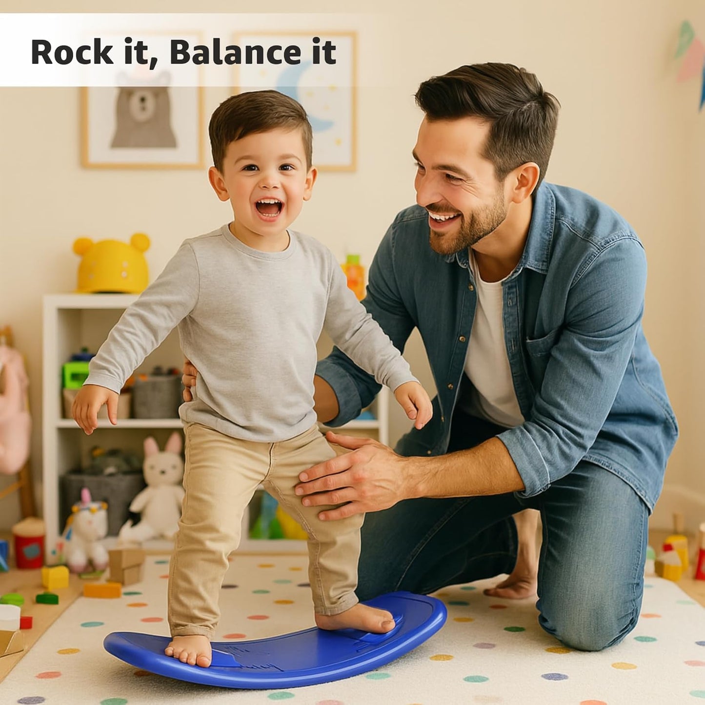 Kids Royal Ride on Push Car 3-in-1 Ride-On Rocker for Kids  Rocker & Ride-On Toy  Balance Board  Smooth Rounded Edges  Steering Wheel Indoor Toy  for 12+ Months | 1 Month Warranty | HORSE - L 81 × W 32 × H 47 cm