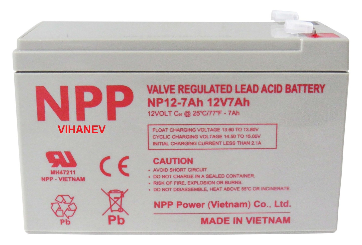 NPP Rechargeable SMF Gel Solar Battery- 12V 7AH BATTERY - LWH 15-6.5-9.4 cms