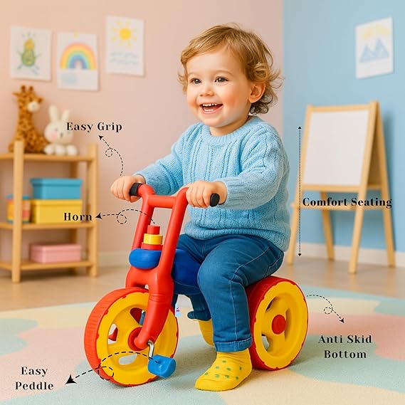 Push Ride on for Kids | Curved Seat | Backrest | Easy Grip | Four Wheel | Lightweight | Animal Theme | Indoor Outdoor Games | Safe Toy | Small | 1 Month Warranty | 1 to 5 years