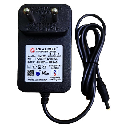 12V 1A PowerMex Charger for Kids Electric Bike and Car with 6 months Warranty - Make in India (with Auto cut off, Red/Green light)