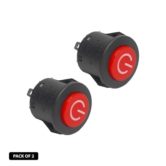 VihanEV (Pack Of 2) AD2212 Round 12v DC (10A 250VAC) Push Button On Off switch for Kids Bike and Car