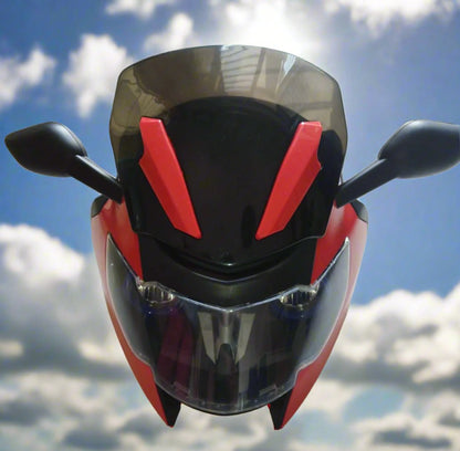 Kids Motorcycle Headlight with plastic mirrors - Red for Model BQ 3188