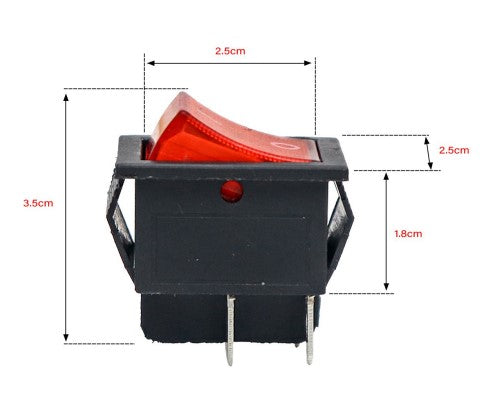 On-Off RED Square Plastic Switch (2-Pin) for Kids Bike and Car - R1 Bike
