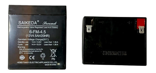 SAIKEDA Original Chinese rechargeable SMF Gel Battery- 12V 4.5AH BATTERY - L-W-H 9-7-10.6 cms (Copy)